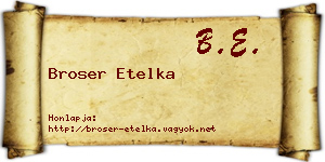 Broser Etelka névjegykártya